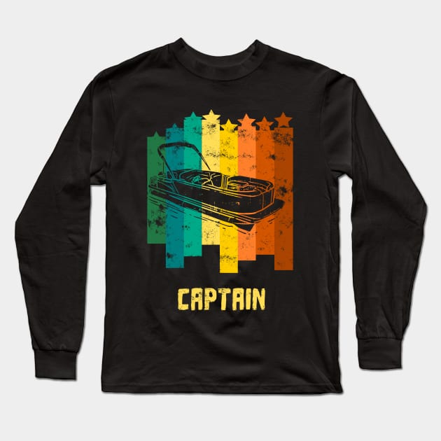 Pontoon Captain Retro Long Sleeve T-Shirt by Lomitasu